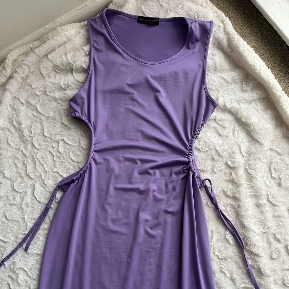 Sleeveless Women’s Size 1X Purple Lavender cutout Side-Tie Midi Long Dress